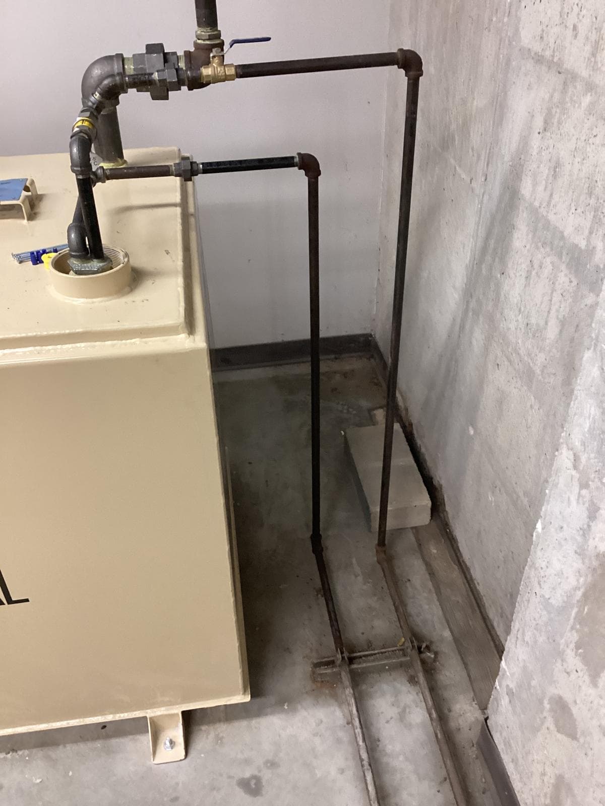 Supply and return piping connections at the replacement diesel AST